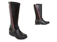 Total Girl Boots Black / Hot Pink Zip Side Size 11 ,2 NIB