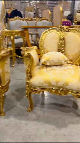 Handcrafted French Gold Sofa – Rococo Style with Designer Upholstery Gold Leaf - Video 1 of 1