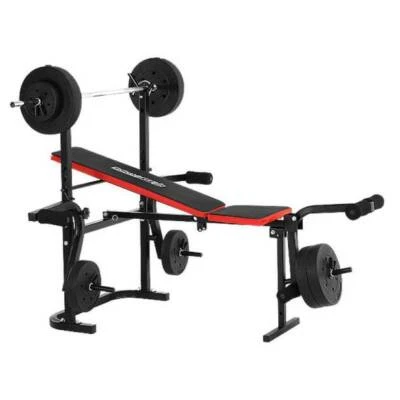 Home Gym Bench Press With 45kg Of Weights Barbell Gym