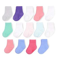 Baby 14-Pack Grow  Fit Flex Zones Cotton Stretch Socks - 6-12 Months Pink