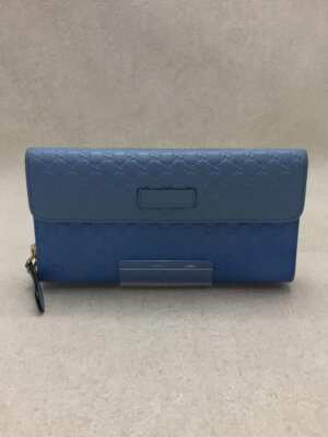 8インチ コバルト Auth Gucci Fold Pursee # 6404 LONG WALLET GG Blue Leather Italy | eBay