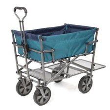 150lb Blue Double Decker Wagon Drink Holder Outdoor Park Camping Compact Cart