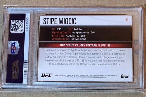 2012 Topps UFC Stipe Miocic RC PSA 9 Mint Low Pop Rookie Rare - Picture 2 of 6