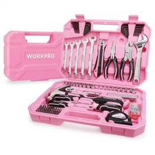 WORKPRO 284PCS Pink Household Home Tool Kit Mechanic Tool Set W/Socket Set Plier