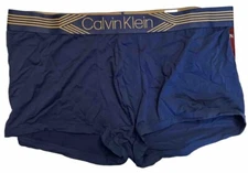Calvin Klein NB1630 417 Holiday Lines Low Rise Microfiber Trunk Navy Blue XL