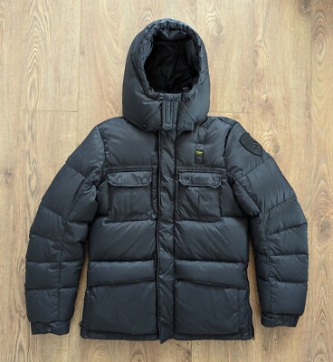 Blauer USA Men's Down Hooded Jacket Size M Black Luxury Brand | eBay