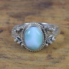 Larimar Ring 925 Sterling Silver Handmade Ring Healing Ring Women Ring Band Gift