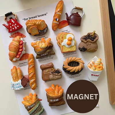 Bread Bakery Fridge Magnet Set, Miniature Food, Kitchen Decor