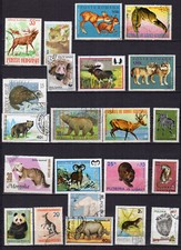 les animaux sauvages un lot de 15 timbres /TE5551
