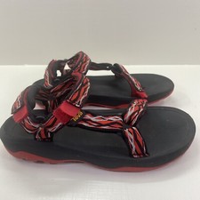 Teva Sandals Big Kid Sz 3 Red Black Beach Outdoor Hook  Loop Shoes Summer Play