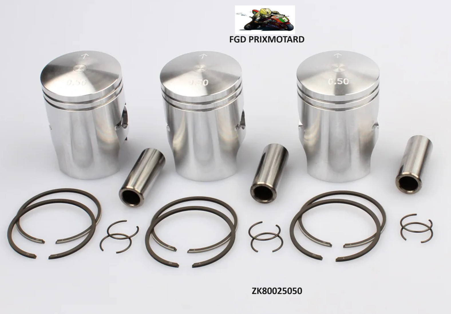 Kit pistons Kawasaki 250 KH 1976 en alliage haute durabilité +0.50 mm