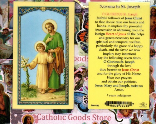 Novena Prayer to Saint St. Joseph - Laminated Holy Card E24-639 - Picture 2 of 4