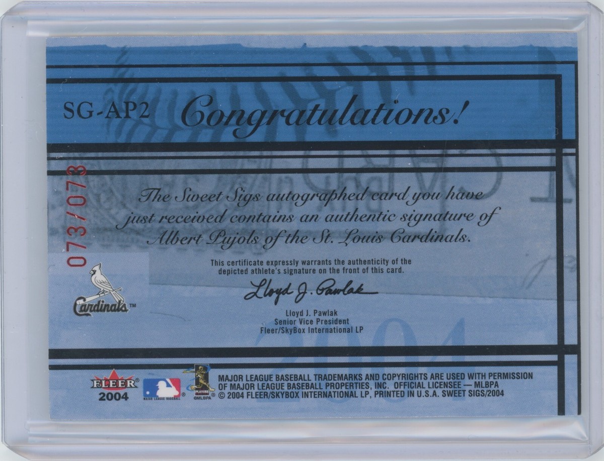 その他  Pujols Auto Fleer 2004 Fleer Baseball Albert Pujols Patch Auto SG-AP2 073/073 | eBay