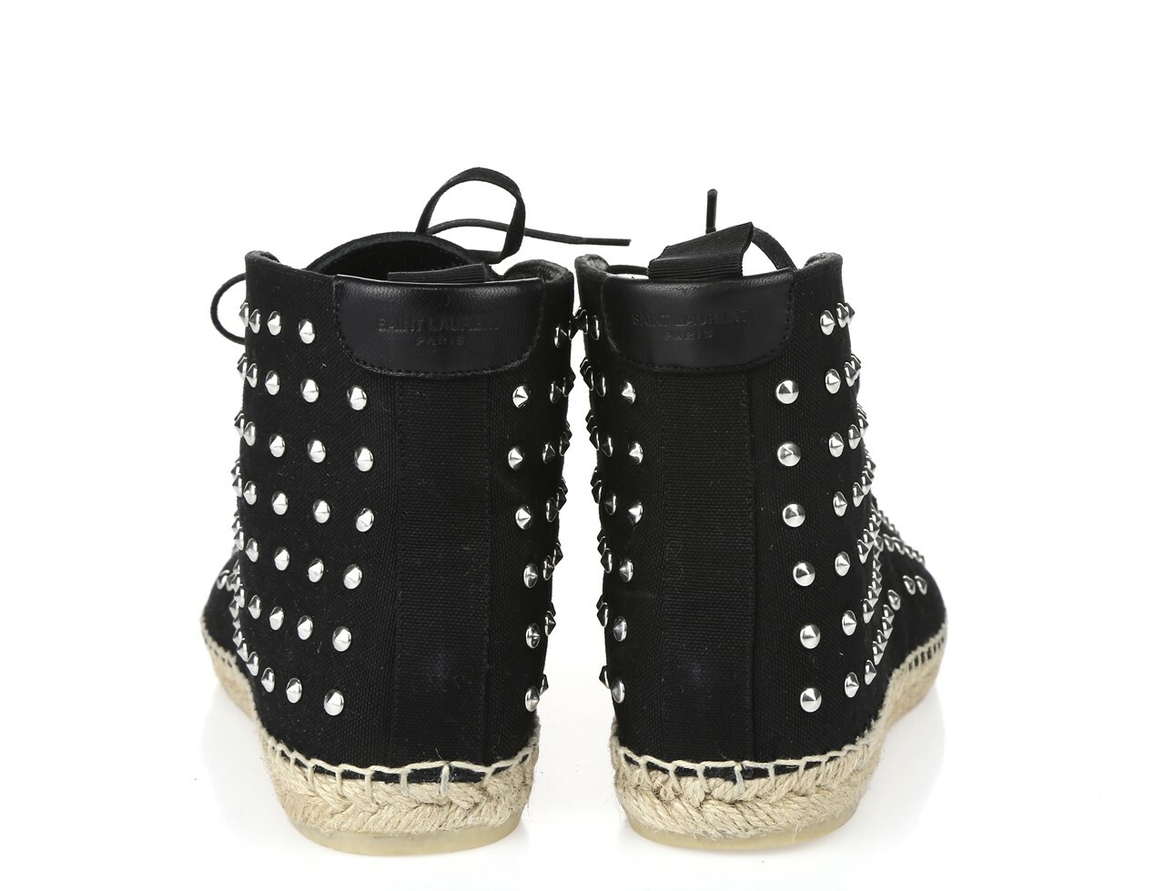 YVES SAINT LAURENT 228456 Espadrillas alte in tela con borchie nere tg. 39