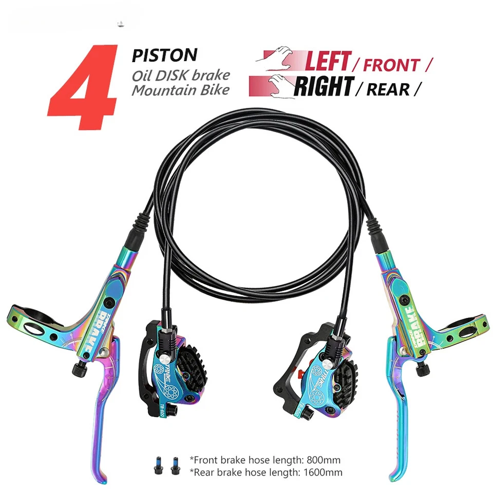 Freio a disco hidráulico de bicicleta MTB de 4 pistões 140/160/180/203 mm rotor freios a tubo de óleo - Imagem 2 de 4