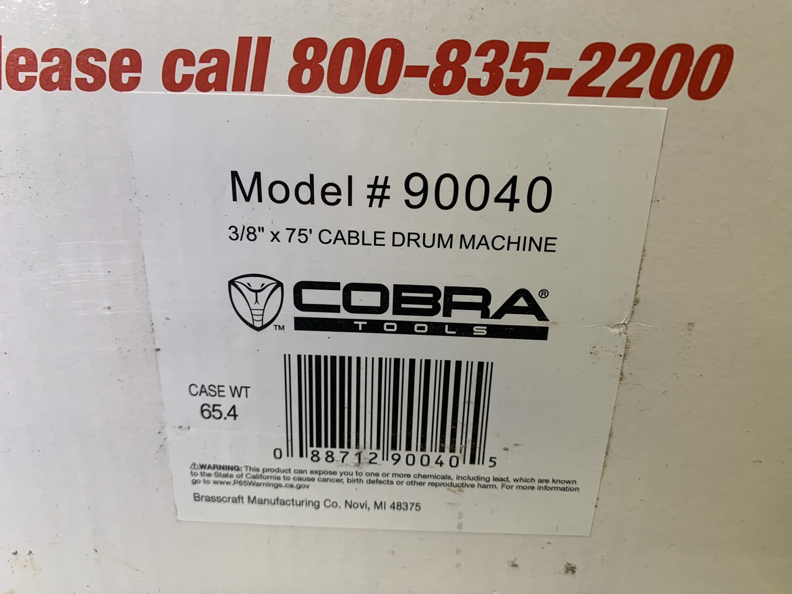 NEW Cobra Tools 90040 Drain Cleaning Machine 75 ft Cable (FREE S&H