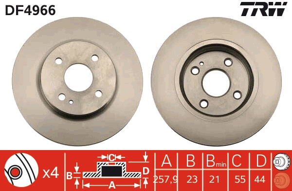 Disque de frein DF4966 TRW en fonte de carbone pour MAZDA