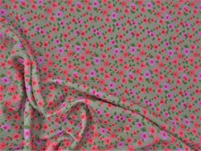 Bullet Printed Liverpool Textured Fabric Stretch Sage Green Pink Red Floral Q43
