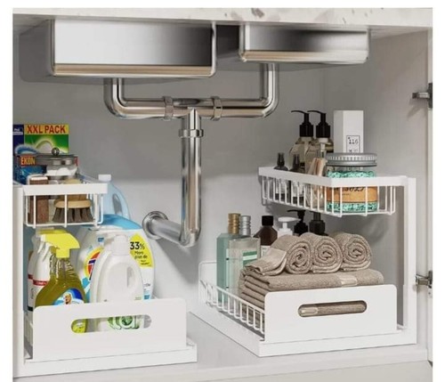 Under Sink Organizer Pull Out Cabinet 2 Tier Slide Shelf Storage Shelves - 第 1/3 張圖片
