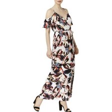 Bar III Women's Printed Cold Shoulder Maxi Dress Size XS New with Tags