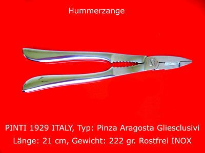 Grätenzangen Hummerzangen scampizange Edelstahl INOX Wüsthof Pinti 1929 Besteck