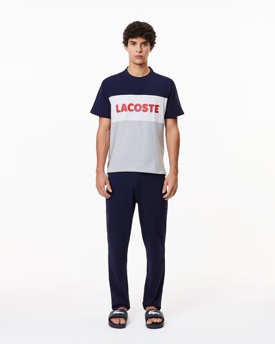 Lacoste Men's Long Colour-Block Cotton Pyjama Set / Loungewear, Small - Picture 2 of 11