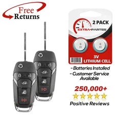 2 Remote Keyless Entry Fob Uncut Key Insert Replacement For Ford 5b (N5F-A08TAA)