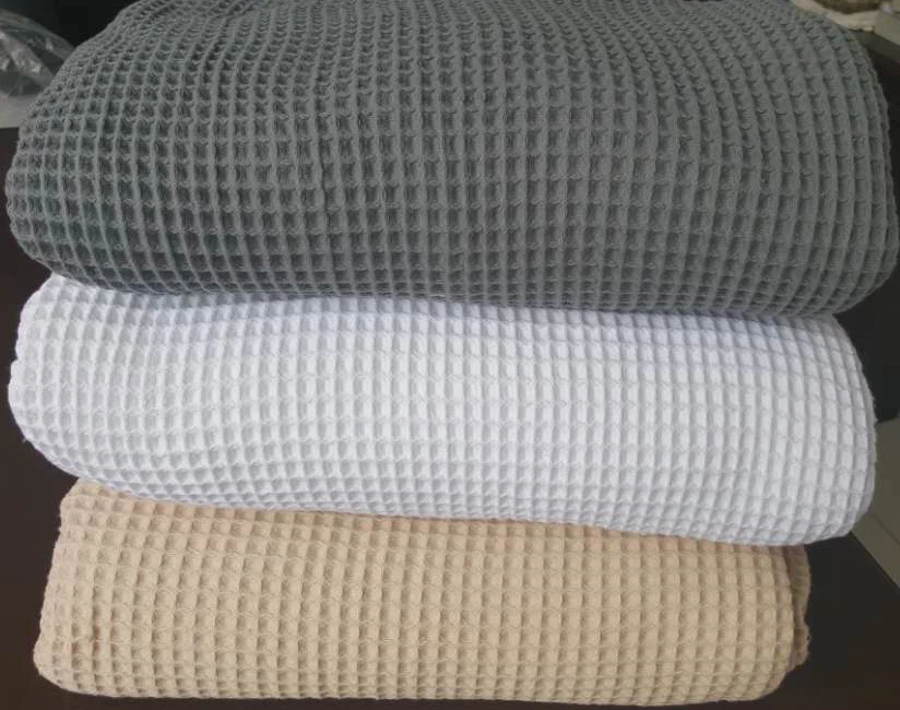 New 100% Soft Cotton Chunky Large Waffle Blanket Bedspread Throw Rug S D Q K SK - image 2 of 4