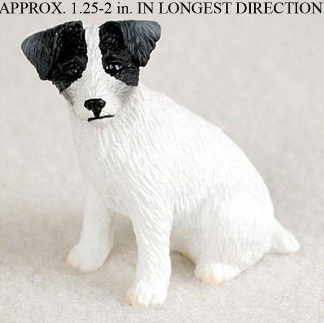 Jack Russell Terrier Mini Hand Painted Figurine Black/White Rough Hair