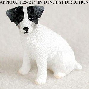 Jack Russell Terrier Mini Hand Painted Figurine Black White Rough