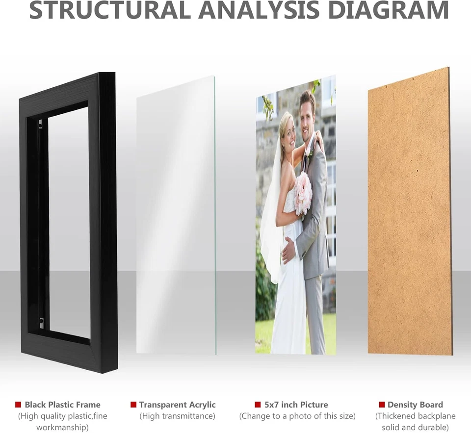 Pecula 2 упаковки 4 x 6 картина рамка, черный картина рамка для стены и стола дисплей - Изображение 2 из 4