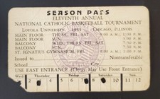 11th Annual National Catholic Basketball Tournament Ticket Pass 1934 Loyola Ill.