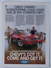 1980 Chevrolet Camaro Vintage Red Showroom Original Print Ad 8.5 X 11