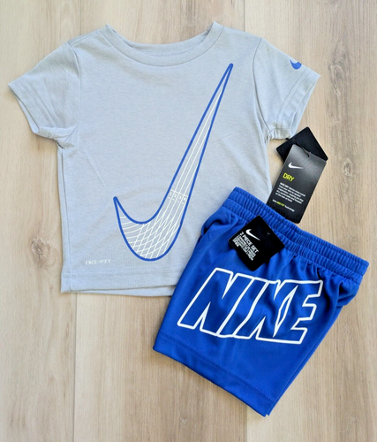 Nike T-Shirt & Shorts Set Toddler Boy Size 2T DRI-FIT NWT Outfit Blue