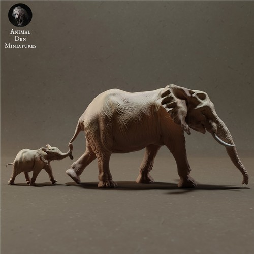 Elephant Resin 3D Resin Printed Model Railroad Diorama Unpainted Cow and Calf - Picture 6 of 17
