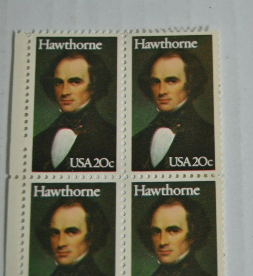 Nathaniel Hawthorne US Stamps Scott 2047 Plate Block of 4 20c 1983 - Image 2 of 4