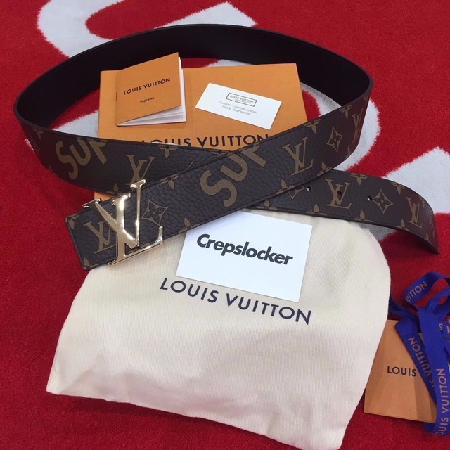 100 Authentic Supreme X Louis Vuitton 100cm LV INITIALES Belt Brown 40mm MP016S for sale online ...