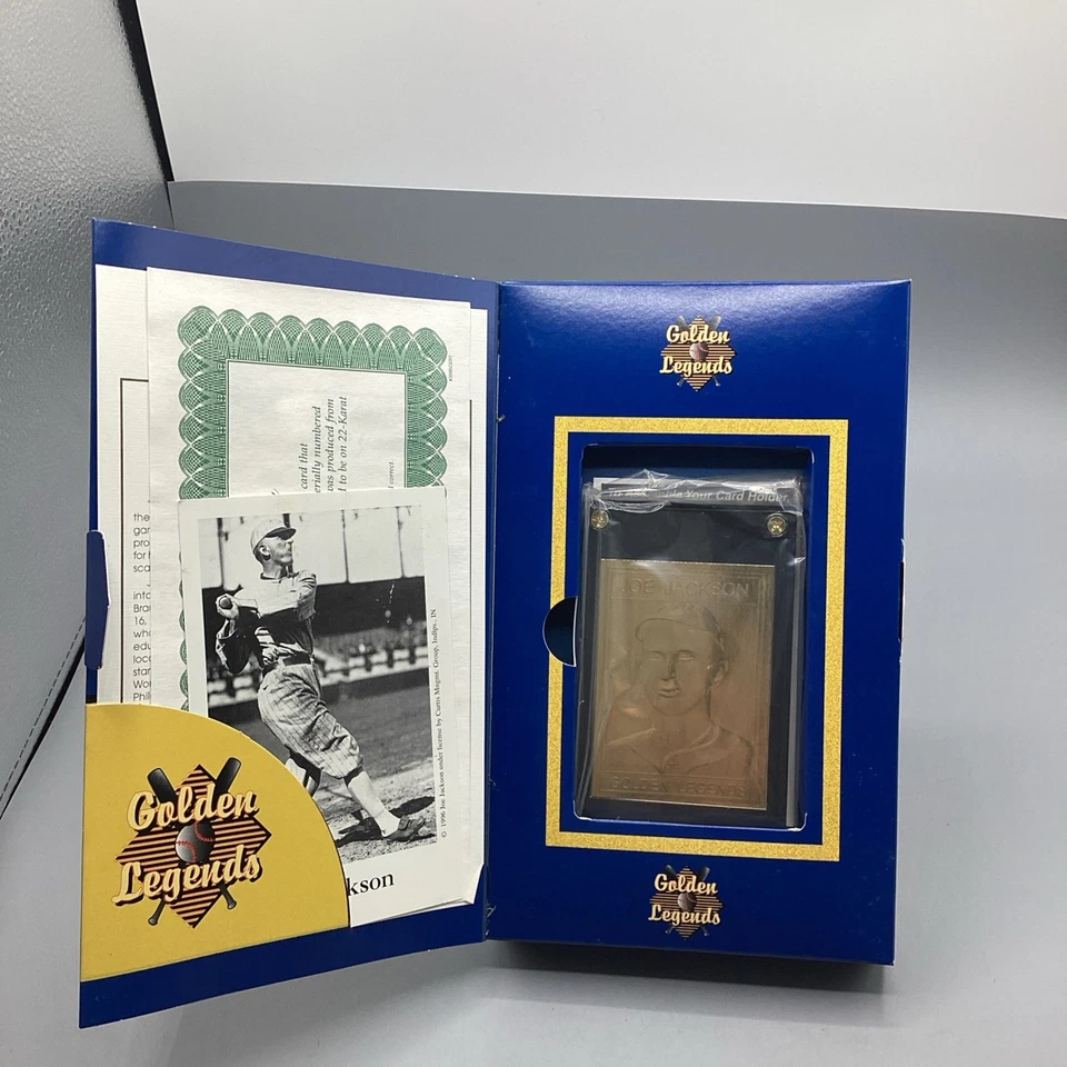 Tarjeta de Joe Jackson 1995 Golden Legends oro 22k en caja con certificado de autenticidad Foto 2 de 4