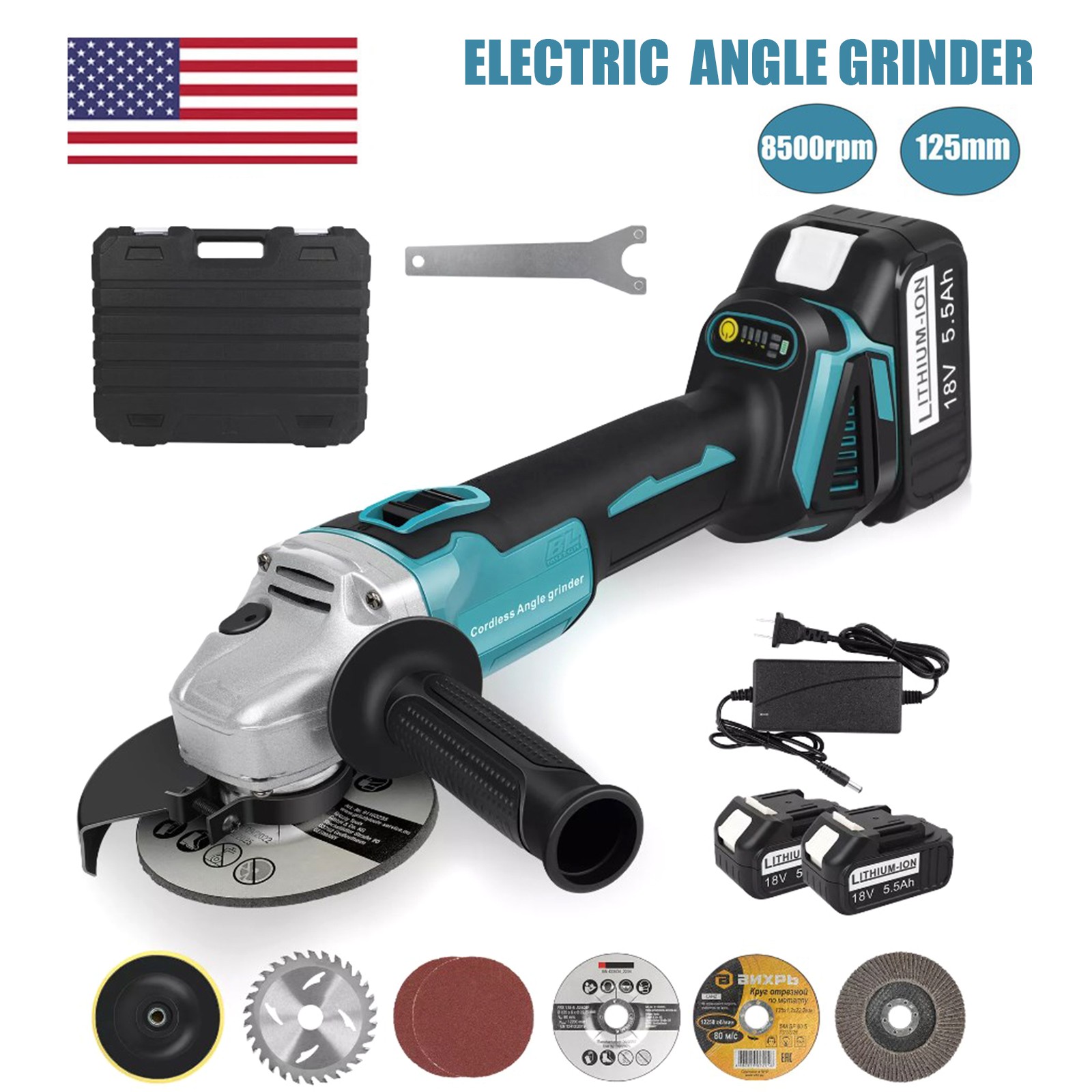 Brushless Cordless 4-1/2 Angle Grinder for Makita 18V Max 8500 RPM