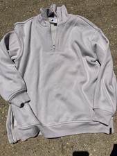 Athleta Gray Solid Fleece 1/4 Zip Mock Neck Cotton Sweatshirt Womens S