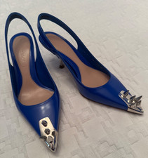 Alexander McQueen Blue Leather Slingback Pumps  EU37 US7