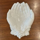 Vintage Westmoreland  White Milk Glass Open Hands & Grape Leaves Trinket Soap