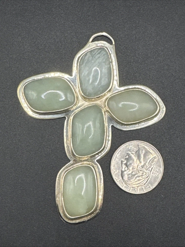 "Colgante llamativo cruz aventurina de plata de ley de 3,5"" 37 g 925 R29" Foto 2 de 4