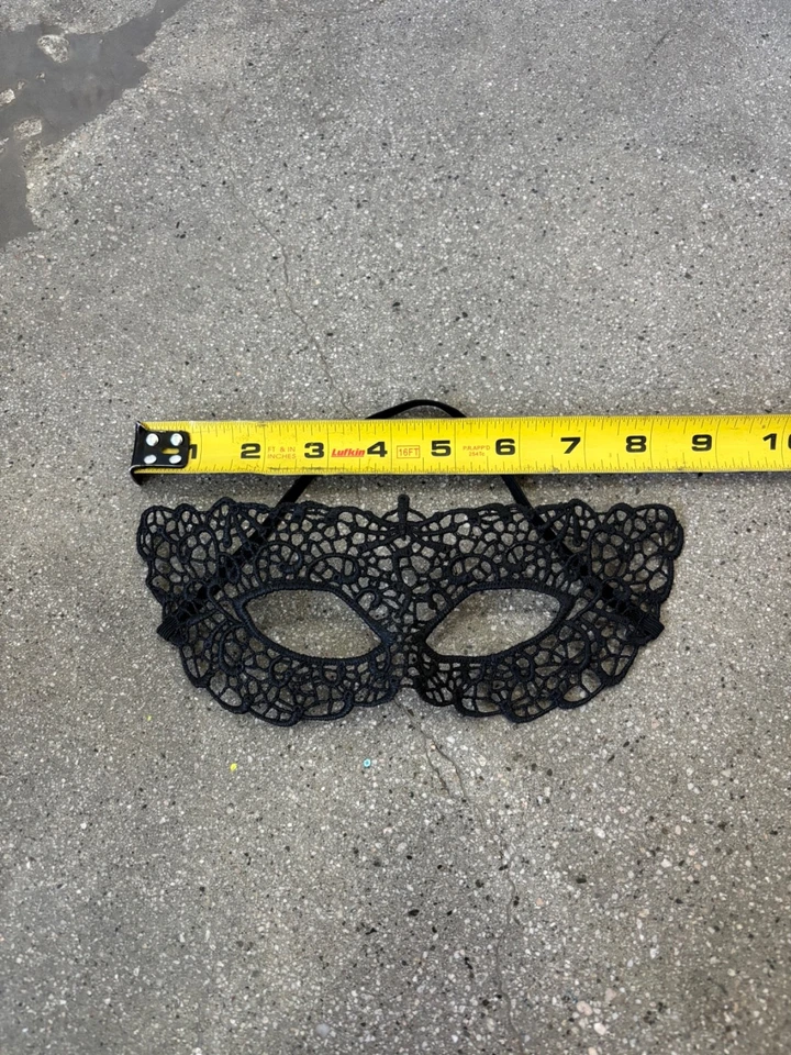 caprichosa máscara recubierta de encaje negro talla única adulto Halloween disfraz accesorio Foto 2 de 4