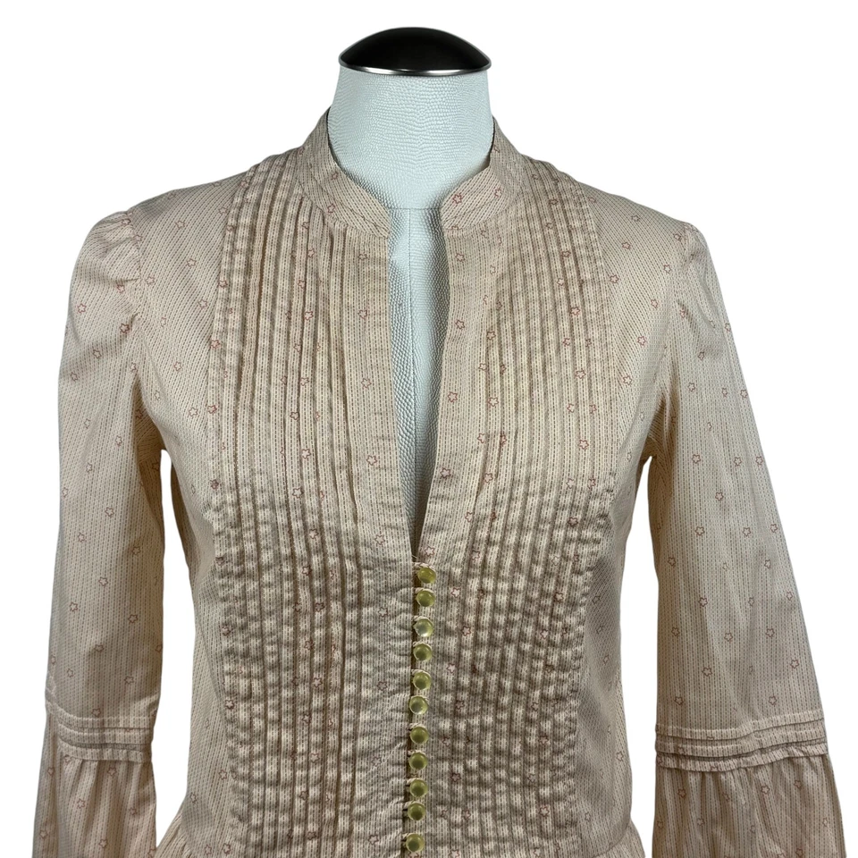 Blusa para mujer Marc Jacobs naranja estrella peplum plisada cuello mandarín talla 4 Foto 2 de 4