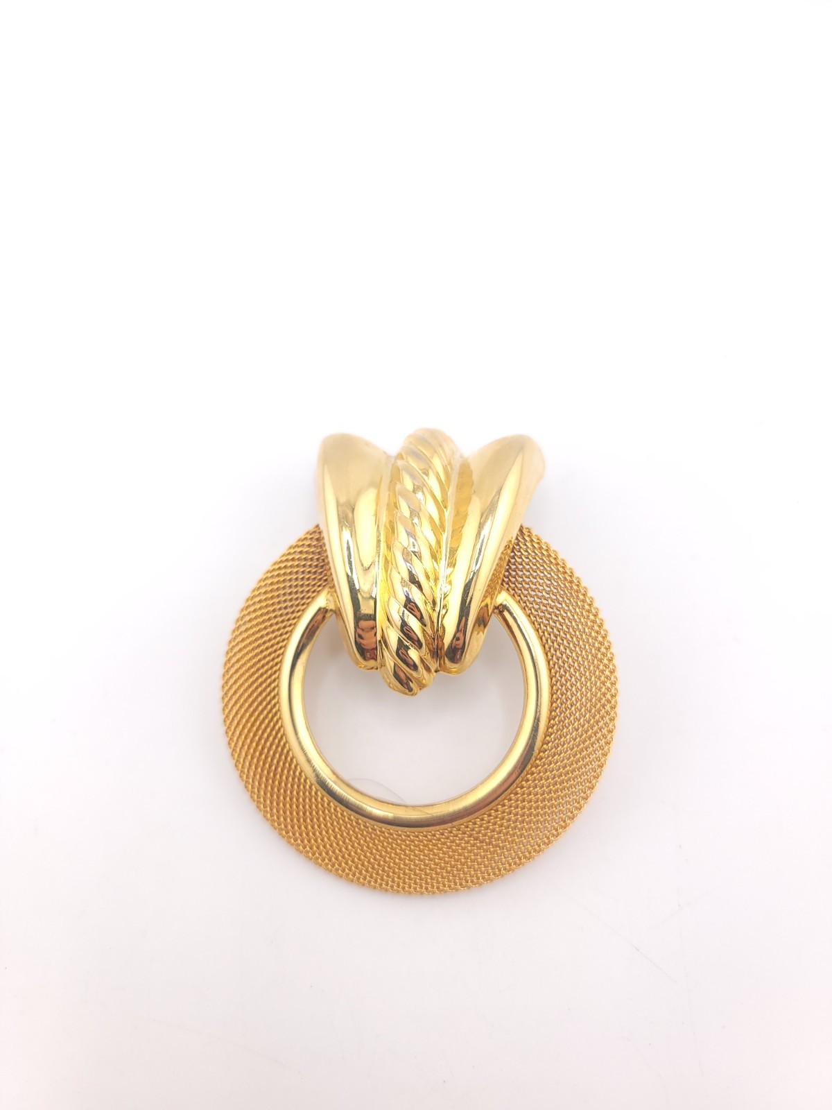 Unsigned VTG Gold Tone Mesh Statement Brooch - image 1