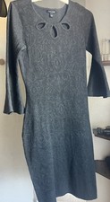 ROZ & ALI Grey Knit Sweater Dress Long Bell Sleeves | Size Small