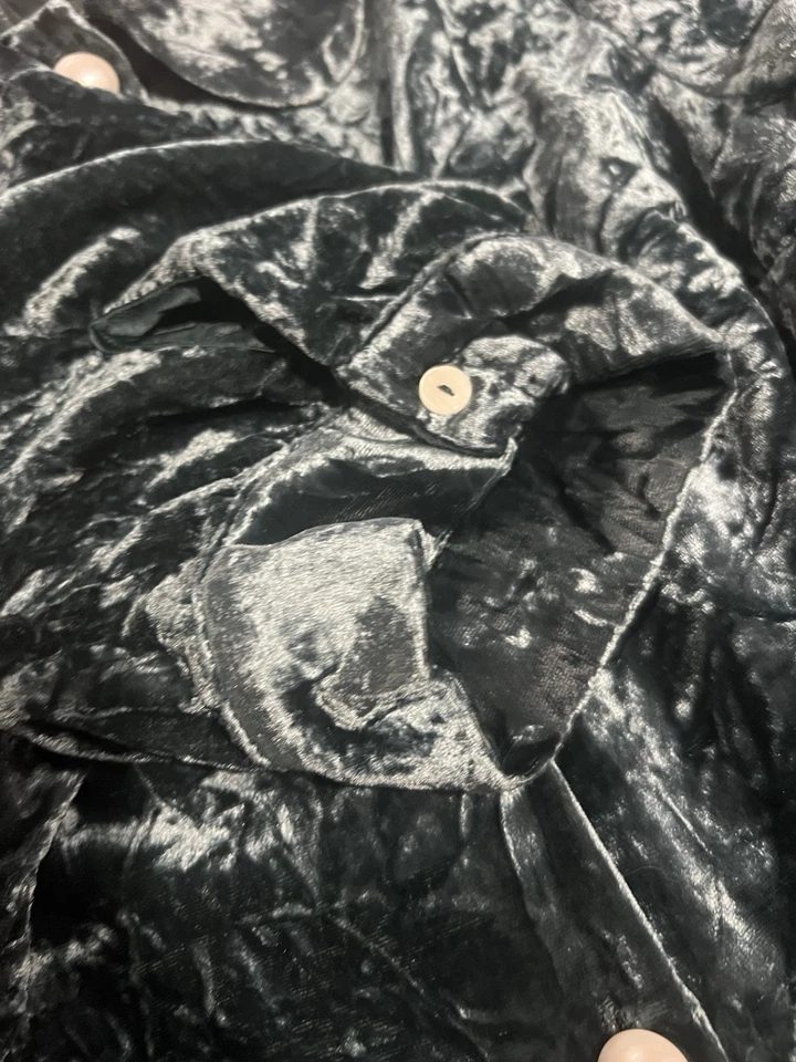 ModCloth Women's Velvet Green Retro Pearl Button Peter Pan Collar Dress- Size 4 - Image 2 of 4