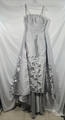 NWD Hynes Park [ 4 ] 3D Floral Mikado Cape Skirt Gown in Pewter Siver #J2106