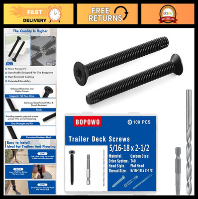 100pcs Flat Head Thread Forming Screws 5/16-18 x 2-1/2'' Black Phosphate T40 Driv